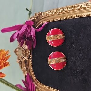 Avon Elegant Red and Gold Earrings Postback